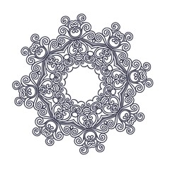 Creative mandala design. Symmetrical kaleidoscope pattern in oriental style. Line art..
