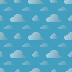 Vector weather background. Seamless pattern with cartoon clouds on blue sky.