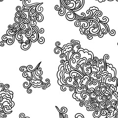 Abstract seamless background pattern with swirls. Vector illustration hand drawn. Fabric swatch, wrapping paper.