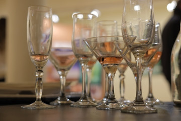 Left overs of shampagne in the glasses