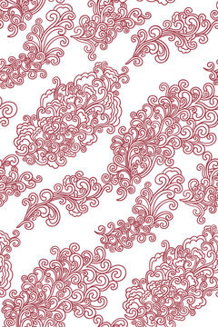 Abstract seamless background pattern with swirls. Vector illustration hand drawn. Fabric swatch, wrapping paper.