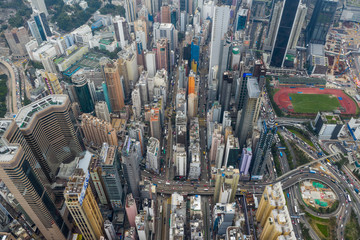 Fototapeta na wymiar Top down view of Hong Kong urban city