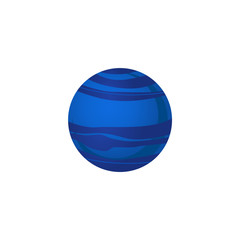 Neptune blue planet of solar system in flat style isolated on white background.