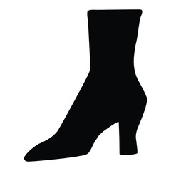 A black and white vector silhouette of a high heel shoe