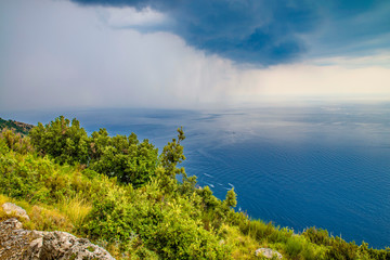 Naples, Positano Italy - August 12, 2015 : Hiking trail on the Amalfi Coast: 
