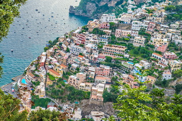 Naples, Positano Italy - August 12, 2015 : Hiking trail on the Amalfi Coast: 