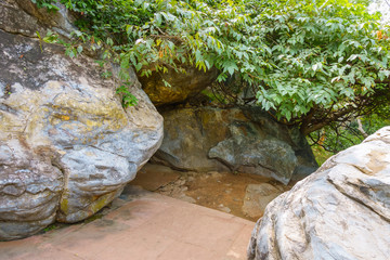 Stone House or Sila Cave, Maudgalyayana's house or resident on Griddhakuta Hill near Gandhakuti or Buddha's house, Rajgir, Bihar, India.