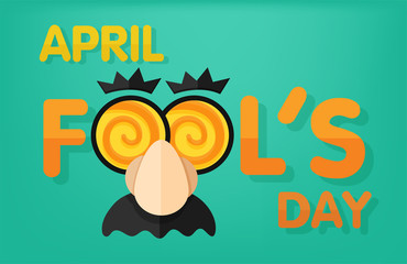 April Fool's Day with a funny face at the tongue lab.Vector Illustration.