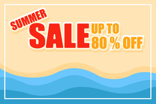 summer sale banner in summer discount Beach and ocean waves.