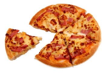Italian pizza isolated on a white background.