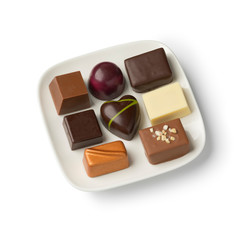  Dish with assorted chocolate bonbons