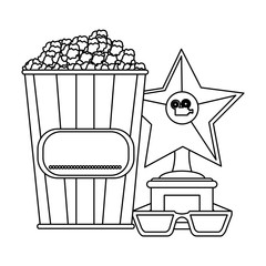 Movie and cinema elements in black and white