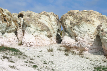 Landscape with Rock formation The Stone Mushrooms near Beli plast village, Kardzhali Region, Bulgaria