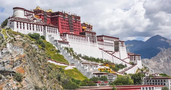 time lapse film the Historic Ensemble of the Potala Palace in Lhasa, Tibet, China, which it is now a museum and world heritage site.