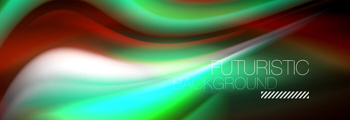 Fluid colors mixing glowing neon wave background, holographic texture
