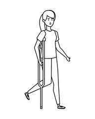 woman in crutch character