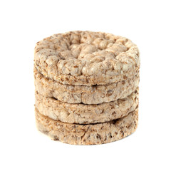 galette rice with few calories diet, low-calorie bread on a white background