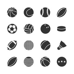 Vector set of sports balls icons.