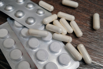 pills and tablets closeup