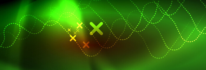 Neon glowing techno lines, hi-tech futuristic abstract background template with square shapes