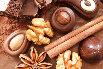Chocolate sweets and spices