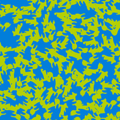 Urban UFO camouflage of various shades of blue and green colors