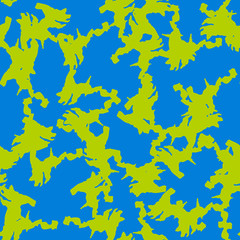 Urban UFO camouflage of various shades of blue and green colors