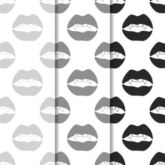 Fototapeta na wymiar seamless abstract pattern with mouth, female lips, vampire teeth