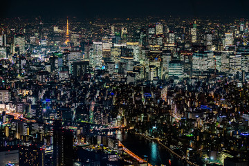 Fototapeta na wymiar Tokyo Tower with skyline cityscape in Tokyo, Japan at night