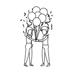 couple with balloons helium floating