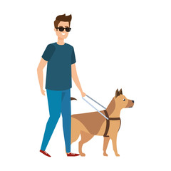 blind man with guide dog