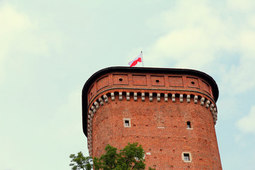 Tower of Castle Wawel in Krakow in Poland