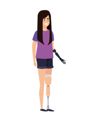 woman with arm prosthesis character