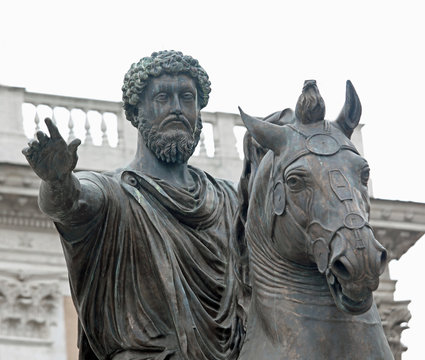 Equestrian Statue of Marcus Aurelius in Campidoglio Area in Rome