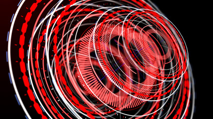 Technical futuristic banner. Abstract radar with targets in action. Radar digital overlap layer line, technology. 3D rendering.