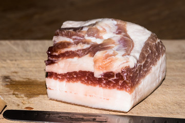 a piece of fresh bacon