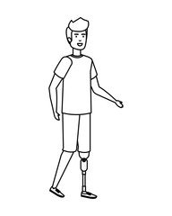 man with foot prosthesis character