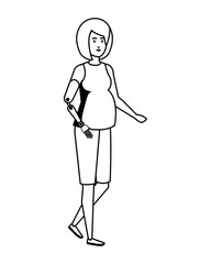 woman with arm prosthesis character
