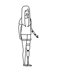 woman with arm prosthesis character