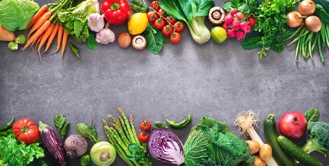 Afwasbaar fotobehang Healthy food concept with fresh vegetables and ingredients for cooking © Alexander Raths