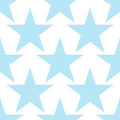 Seamless pattern with pastel blue stars on white background. Cute festive background. Vector illustration.