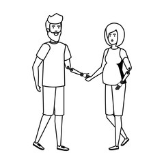 couple with arms prosthesis