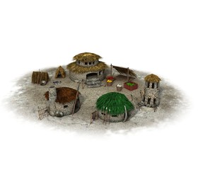  old town, 3d visualization, illustration