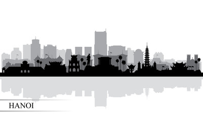 Hanoi city skyline silhouette background