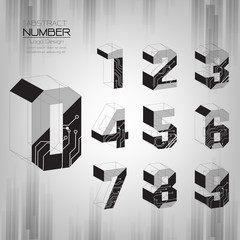 Abstract number set design Three dimensional Modern style vector illustrator