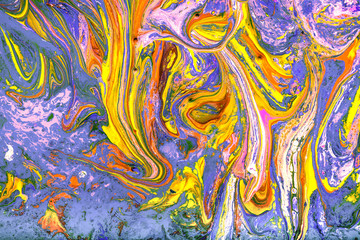 Colorful acrylic paint stains close-up macro