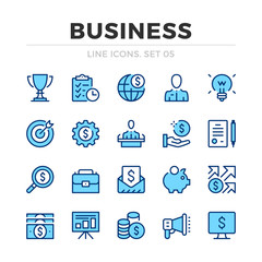 Business vector line icons set. Thin line design. Outline graphic elements, simple stroke symbols. Business icons