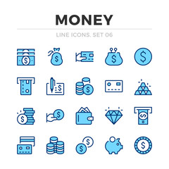 Money vector line icons set. Thin line design. Outline graphic elements, simple stroke symbols. Money icons