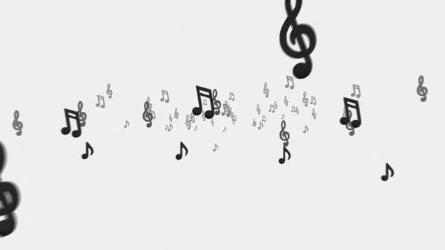 Traveling through field of musical notes concept