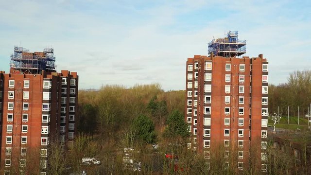 High rise tower blocks, flats built in the city of Stoke on Trent to accommodate the increasing population, housing crisis and over crowding, immigration housing